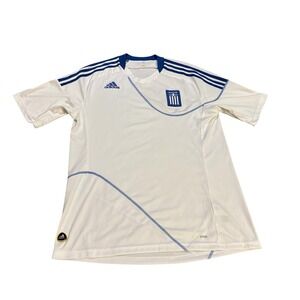 Adidas Greece 2010/11 Home Soccer Jersey White Blue‎ Mens Medium World Cup